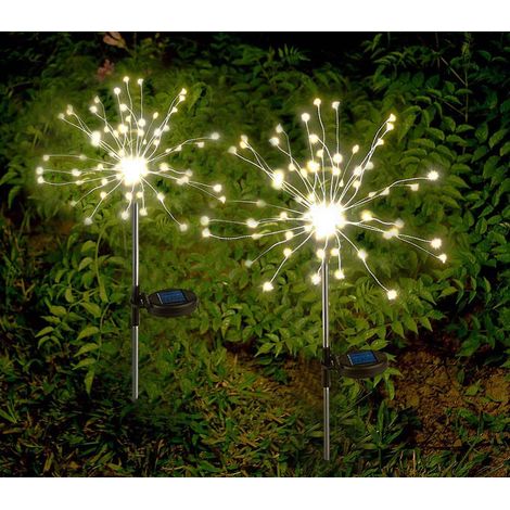 Picchetto Solare Luce Da Giardino Effetto Fuochi D'Artificio 2PZ Luce Decorativa