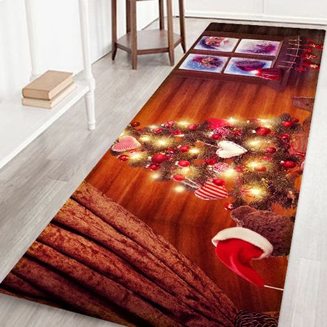 Tapis de sol antidérapant décoratif en forme de sapin de Noël pour l'entrée, la salle de bain et la cuisine. (1/5)