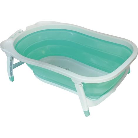 Baignoire Bébé Pliable - 1 Unité - Plastique Semi-Rigide - Témoin De Chaleur - Nouveau-Né 0-12 Mois - Turquoise (1/5)