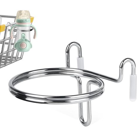 Porte-gobelet pour chariot de supermarché, porte-bouteille portable, organisateur de boissons à double anneau, support multifonctionnel de 8 x 5 cm pour tasses à café, cornets, biberons (1/5)