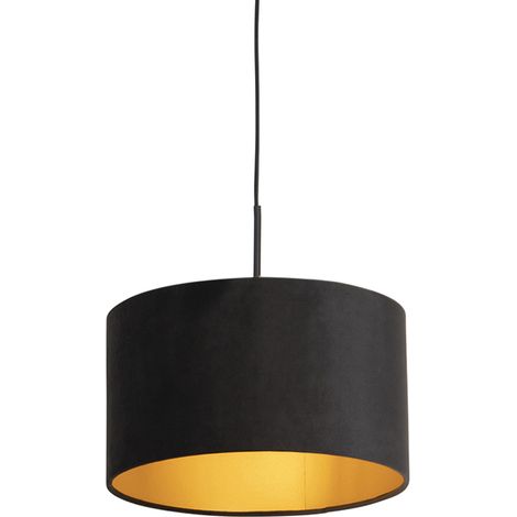 Pendelleuchte mit Veloursschirm schwarz/gold 35 cm - Combi