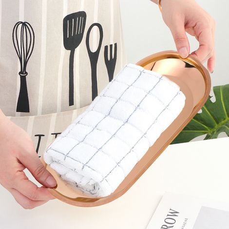 Ovales Handtuchtablett aus Edelstahl im nordischen Stil, ideal zur Aufbewahrung von Snacks, Kosmetikartikeln und Schmuck (Kupfer) (1/5)