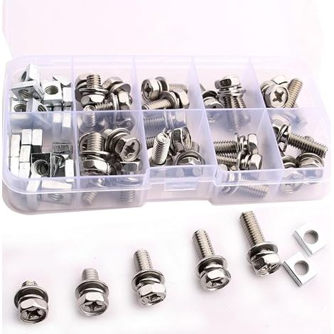 RUNCCI-YUN Vis et écrous de batterie de moto,M6x10/12/16/18/20mm d'écrous et vis de bornes de batterie de moto Boulon de Batterie Scooter pour VTT scooter vélo scooter bricolage (1/5)