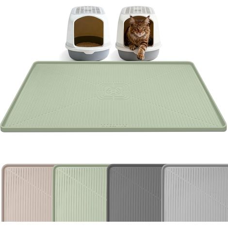 Silicone Cat Litter Mat Extra Large Anti Splash Mat for Cats and Animals, Soft Texture, Waterproof, Non-Slip Keep Floor Clean (Green, 114x76cm) (1/5)