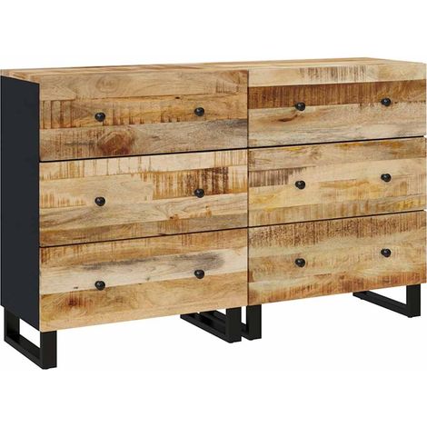 Maison Exclusive - Credenze 2 pz 60x33x75 cm in Legno di Mango Grezzo (1/5)