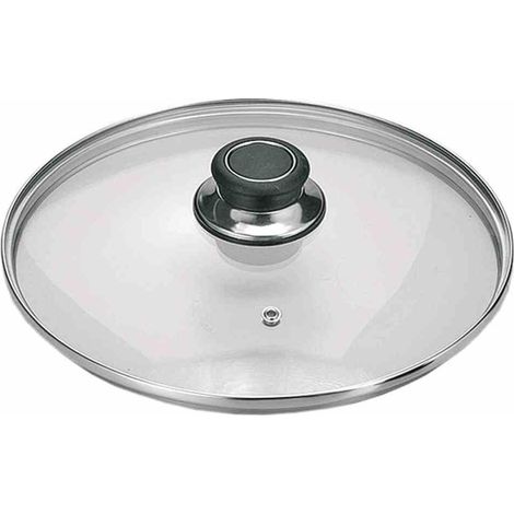 Glasdeckel "Diamant" 32 cm mit Edelstahlschutzrand (1/4)