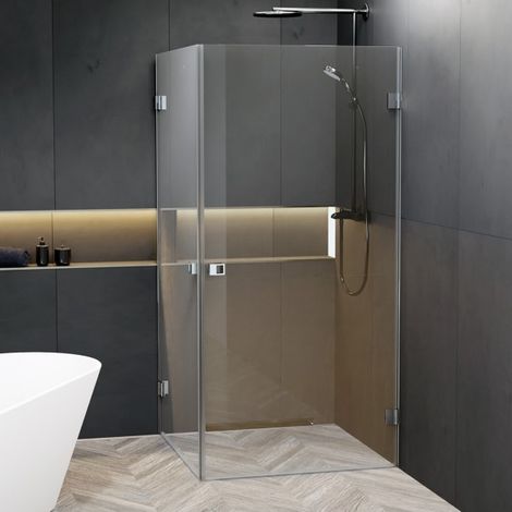 Cabine de douche d'angle SCANDIC NXT 209 RIHO 100x100 x200cm à charnière chromée (1/2)