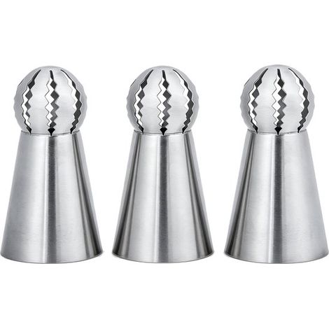 3 teiliges Tortendekorations Set Spritztülle Tortendekorationszubehör Edelstahl, 3,1 x 3,1 x 5,7 cm Zum Dekorieren von Desserts, Kuchen, Cupcakes (1/5)