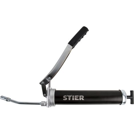 STIER Handhebel-Fettpresse für vielseitige Schmierarbeiten, kompatibel mit gängigen Fettkartuschen, inklusive robustem Metallrohr für präzises Arbeiten (1/4)