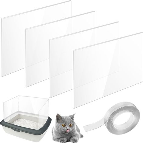 Pee Shields Katzentoilette 30 x 40 cm: 4 Katzentoiletten mit 1 Rolle hochfesten Nano-Streifen, Katzenzubehör auf der offenen Oberseite