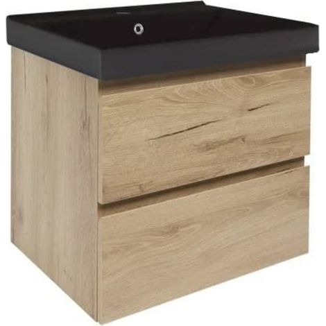 Ensemble meuble avec vasque - SAT - B-Way - 59x50x45 - Chêne
