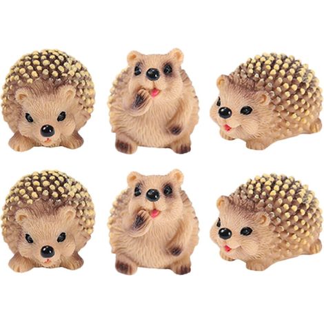 Resin Hedgehog Miniature Figurines 6 Pieces Garden Ornaments Outdoor Decoration Adorable Hedgehog Statue for Home Micro-Landscape and Succulent Plants (1/5)
