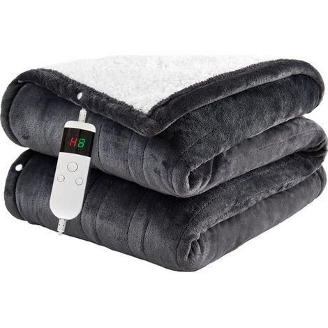 Couverture chauffante 3 niveaux de chaleur - Protection surchauffe - Flanelle douce - Lavable en machine - Pour canapé et lit (1/5)