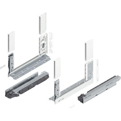 Blum Legrabox free H C Schubladenschienen Set  1 Paar, 40kg 350mm  Tip On Vollauszug, seidenweiß