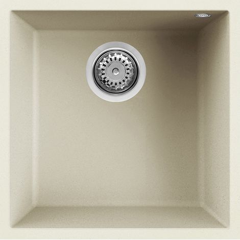 Lavello Elleci Incasso 1 vasca 44x44 Quadra 102 Sottotop Granitek Bianco Antico LGQ10262BSO (1/3)