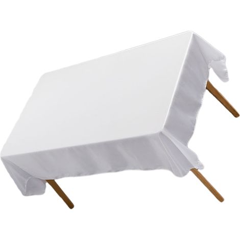Nappe rectangulaire blanche en polyester 145 x 305 cm pour salle à manger, mariage, banquet, hôtel (1/5)