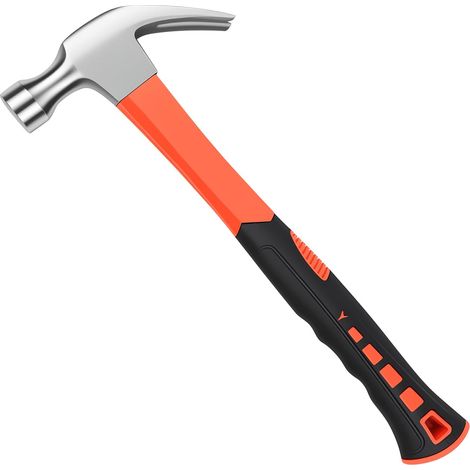 Marteau à panne fendue - Marteau de camping à manche long - Marteau à corne de mouton - Marteau à panne droite avec prise en main confortable pour bricolage à la maison - 325 g (1/5)
