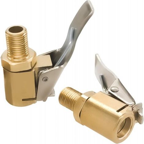 2 Pice Adaptateur de Valve de Pneu de Voiture, 8 mm Pompe de Embout Laiton Gonflage Valve Clip Pince Connecteur Adaptateur pour P (1/5)