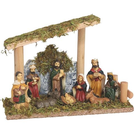Décoration de Noël Naissance 9 pièces 7x20x15 cm - talla
