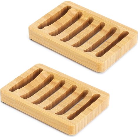 Lot de 2 porte-savon en bois avec écoulement pour lavabo, douche, salle de bain, baignoire, camping-car (1/5)