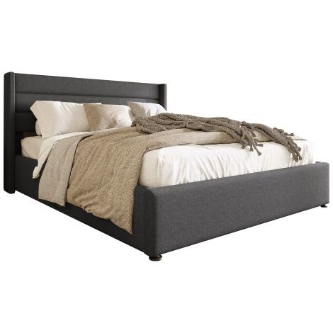 Stauraumbett Polsterbett Hydraulisch Doppelbett , Inklusive Matratze, Lattenrost aus Holz, Bett mit Lattenrost aus Metallrahmen