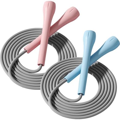 Lot de 2 cordes à sauter pour enfants, légères et réglables, anti-nœuds, unisexes, 2 couleurs (1/5)