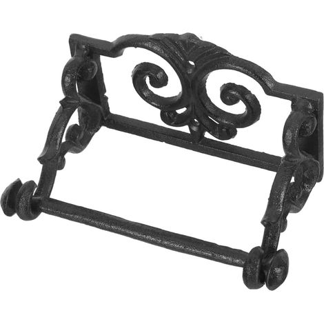 Porte-papier toilette mural vintage en fonte, design rustique noir (1/5)
