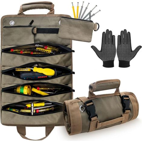 Sac à outils Sac à outils vide Sac à outils professionnel multi usages avec 6 poches zippées Pour électricien, moto, vélo, artisan, famille, cadeau de paternité (1/5)