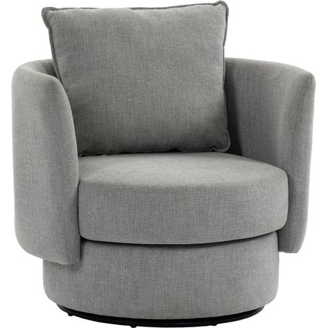 Sillón giratorio 360° de poliéster gris claro con cojín (1/4)
