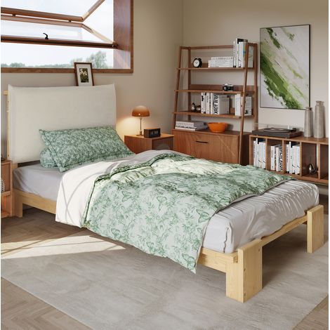 posto letto struttura 90x200 schienale imbottito legno HAVRYA (1/5)