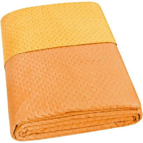 Trapuntino Copriletto Double Face Mezza Stagione Coperta Trapunta Leggera Arancione - 1 Piazza e 1/2 200x255