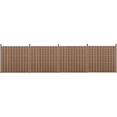 kit de 4 vallas de barrera de privacidad de madera compuesta (WPC) marrón 185 x 747 cm 030006588 (1/5)