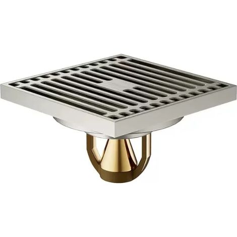 (10X10 brushed T)square deodorant floor drain, all-copper large displacement gray brushed floor drain, Bathroom dry area invisible floor drain (1/4)