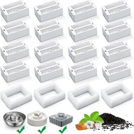Cake Porcelain Cat Fountain with 16 Carbon Filters and 4 Ceramic Foam Filters, Pet Fountain, Water Dispenser, and Dog Fountain Replacement Filter
