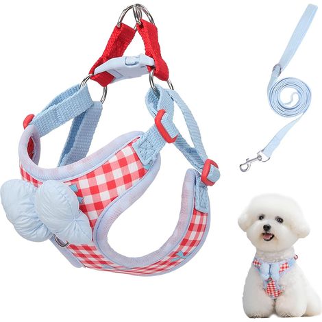 Harnais Anti Traction pour Chien, Ensemble Harnais pour Chiens Réglable, Harnais réglable pour Chien Nœud Papillon, Harnais Anti-Fugue pour Promenade en Plein Air pour Marcher, Courir (1/5)