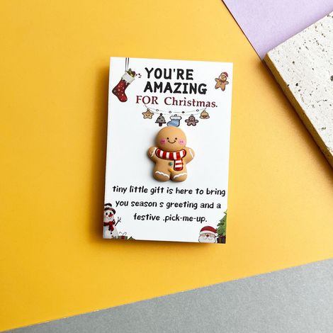 Série Noël - Cartes de vœux de Noël en résine, format poche, avec cadeaux inclus - Bonhomme en pain d'épice (10 pièces)