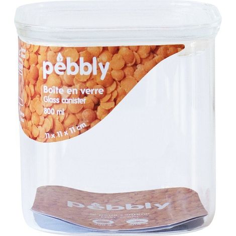 Boîte de conservation carrée verre 800ml - Pebbly (1/2)