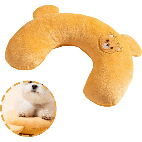 Oreiller doux en forme de U pour animaux de compagnie facile à nettoyer - Jouet pour chien et chat - Coussin pour soulager le sommeil et améliorer le sommeil - Petit oreiller pour petits