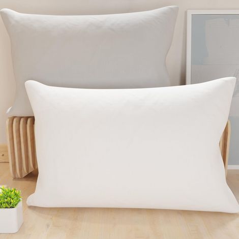Lot de 2 Taies d'oreiller de Lit 70x40 cm, Housses de Coussin Unies Double Face Blanc Gris Clair, Taie Oreiller 100% Microfibre Hypoallergénique