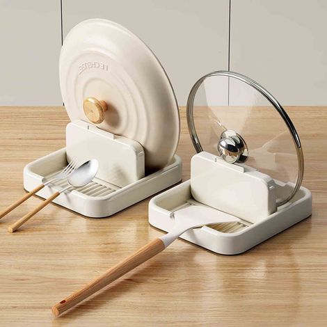 Rack Pour Couvercles De Casserole - Support Pliable Pour Ustensiles De Cuisine - Organisation De Comptoir - 18,5 X 16 X 2,5 Cm - 1 Pièce (1/5)