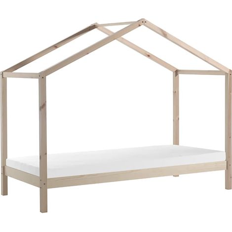 ARKAN - Lit Maison 90x200cm Pin Massif Naturel avec Matelas (1/5)