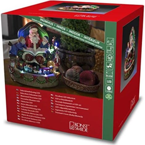 KONSTSMIDE 4215-000 LED Weihnachtsmann mit Kindern und Zug, wählbare Energiefunktion und 8 klassischen Weihnachtsliedern, 12 bunte Dioden, 4.5V Innentrafo/batteriebetrieben, Innen (1/3)