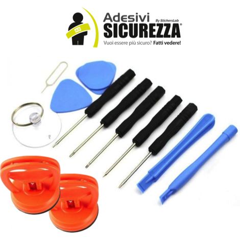 Kit 13 attrezzi riparazione universale per smartphone e cellulari con 2 ventose (1/3)
