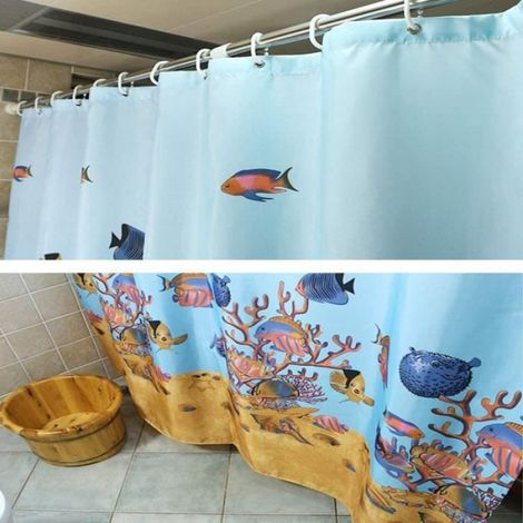 Rideau de Douche Poisson Rideau de Baignoire oiseau Anti moisissures Imperméable Enfant Rideau de Bain with 12 Crochets (1/4)
