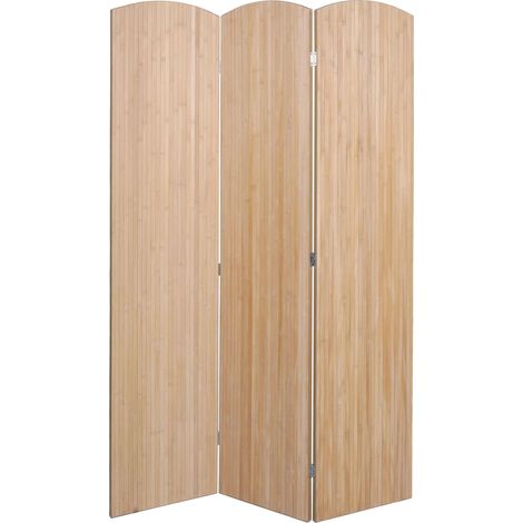 Paravento divisorio pieghevole in bambù 3 pannelli 170 x 120 cm design naturale 040009268