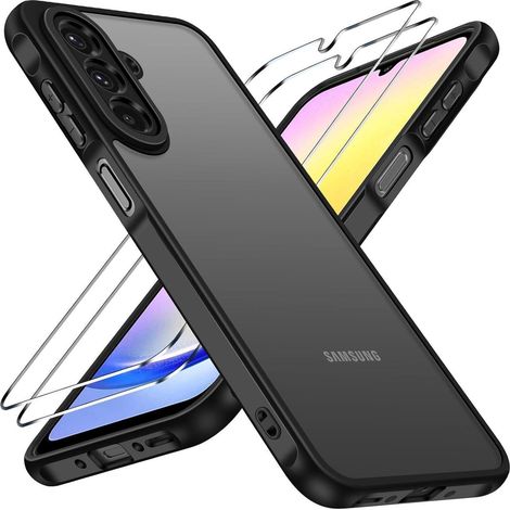 Schutzhülle mit 2x Panzerglas für Samsung Galaxy A26 5G, stoßfest, matt durchscheinend (1/5)