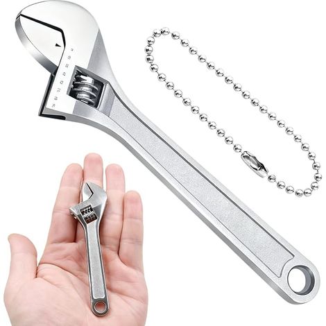 1 Piece 5" Mini Ratchet Wrench with 10cm Metal Chain, Maximum Opening 13mm, Mechanical Manual Repair Tool for Car and Bike Hose Sockets (108mm) (1/5)