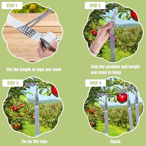Lot de 2 rubans adhésifs holographiques double face anti-oiseaux, 80 m x 2,4 cm - Répulsif efficace contre les oiseaux (1/3)