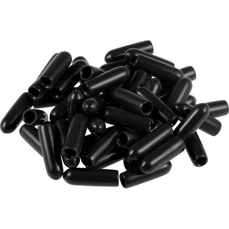 50 Capuchon, Diamètre Intérieur 3mm, Caoutchouc Noir, Pour Vis Et Tubes, Protection Meubles (1/4)