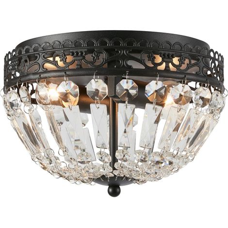 Plafonnier encastre 2xe14 cristal noir  25 cm  markslojd - etienne 88854939 88854939 88854939 88854939 (1/3)